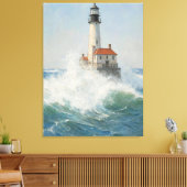 Vuurtoren in het Storm - Ocean Waves Art Print (Insitu (Woonkamer))