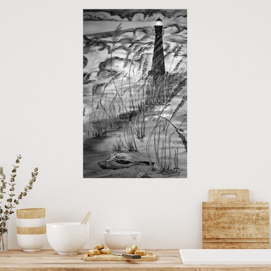 vuurtoren in het Storm Poster (Keuken)