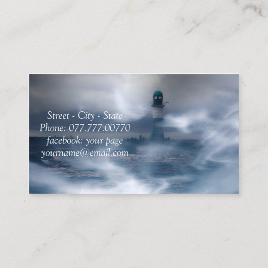vuurtoren in het storm - Zee in de Oostzee Visitekaartje (Achterkant)