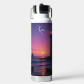 Vuurtoren in Kleurrijke Zonsondergang - Waterfles (Voorkant)