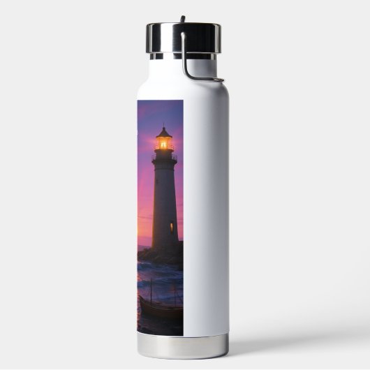Vuurtoren in Kleurrijke Zonsondergang - Waterfles (Links)