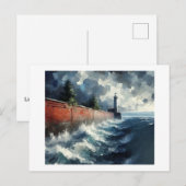 Vuurtoren in komend Storm, Briefkaart (Voorkant / Achterkant)