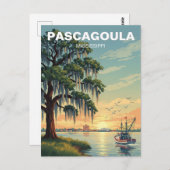 Vuurtoren in Pascagoula, Mississippi Briefkaart (Voorkant / Achterkant)