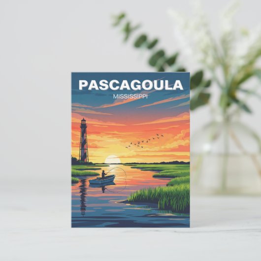 Vuurtoren in Pascagoula, Mississippi Briefkaart (Staand voorkant)