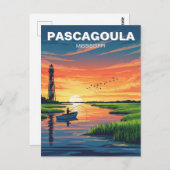 Vuurtoren in Pascagoula, Mississippi Briefkaart (Voorkant / Achterkant)