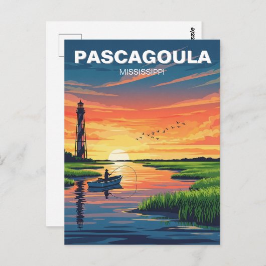 Vuurtoren in Pascagoula, Mississippi Briefkaart (Voorkant / Achterkant)