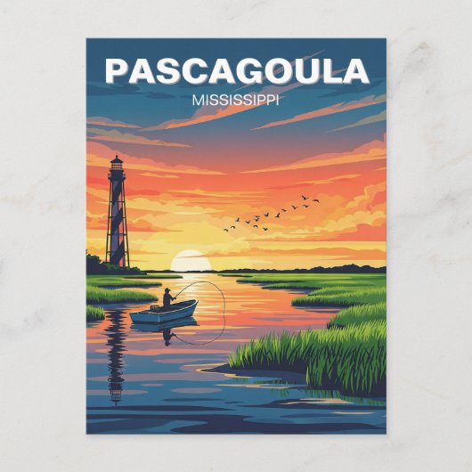 Vuurtoren in Pascagoula, Mississippi Briefkaart (Voorkant)