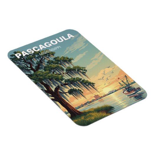 Vuurtoren in Pascagoula, Mississippi Magneet (Rechterzijde)
