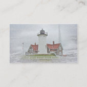 Vuurtoren in sneeuw visitekaartje (Achterkant)