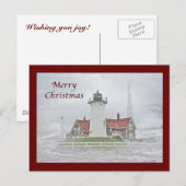 vuurtoren in Sneeuwkerst Feestdagenkaart (Voorkant / Achterkant)