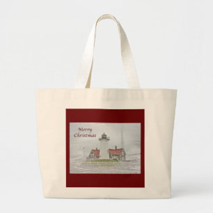 vuurtoren in Sneeuwkerst Grote Tote Bag