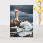 Vuurtoren in Storm Wolken sympathie Kaart (Gele Bloem)