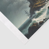 Vuurtoren in stormachtig zee met de Hoeder Tissuepapier (Detail)