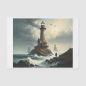 Vuurtoren in stormachtig zee met de Hoeder Tissuepapier (Voorkant)