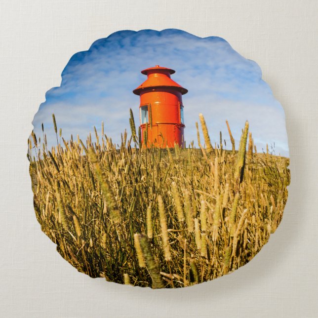 vuurtoren in Stykkisholmur, IJsland Rond Kussen (Voorkant)