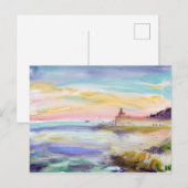 vuurtoren in Villefranche-sur-Mer. Waterverf Briefkaart (Voorkant / Achterkant)