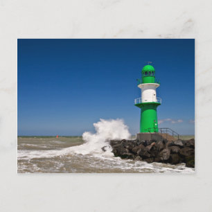 Vuurtoren in Warnemuende aan de Oostzeekust Briefkaart