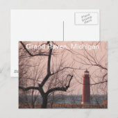 Vuurtoren in Winter Grand Haven, MI Briefkaart (Voorkant / Achterkant)