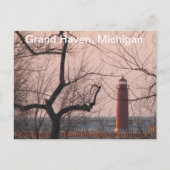 Vuurtoren in Winter Grand Haven, MI Briefkaart (Voorkant)