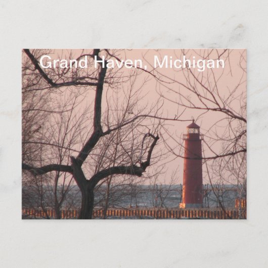 Vuurtoren in Winter Grand Haven, MI Briefkaart (Voorkant)