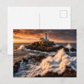 Vuurtoren in woelige zee briefkaart (Voorkant / Achterkant)