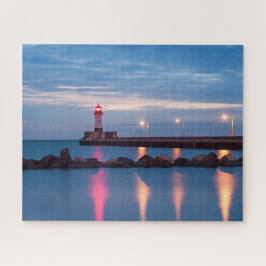 Vuurtoren in zonnebrandfotopuzzel legpuzzel