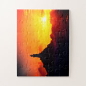 Vuurtoren in zonsondergang in Jersey Legpuzzel (Verticaal)