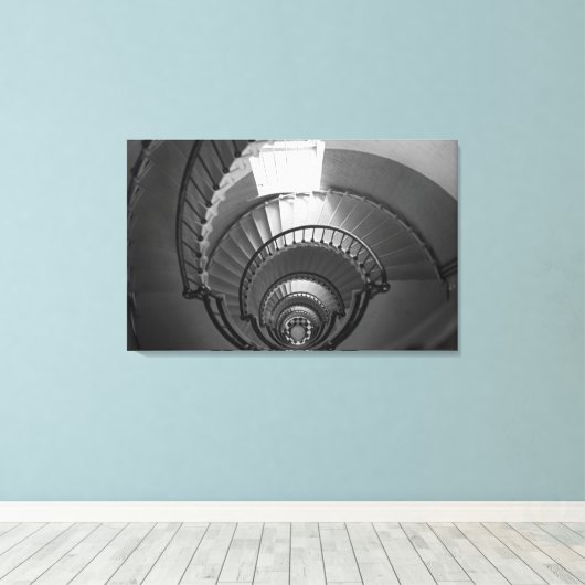 vuurtoren in zwart-wit canvas afdruk (Insitu (Houten vloer))