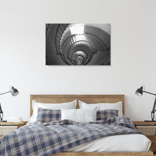 vuurtoren in zwart-wit canvas afdruk (Insitu (Slaapkamer))