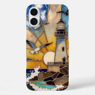 Vuurtoren iPhone Hoesje Zonsondergang Golven Vogel