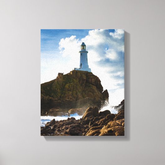 vuurtoren | Kanaaleilanden La Corbière Canvas Afdruk (Voorkant)
