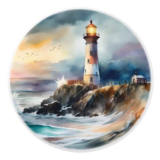 vuurtoren keramische knop (Voorkant)