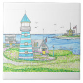 Vuurtoren Keramische Tegel Tegeltje (Voorkant)