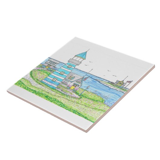 Vuurtoren Keramische Tegel Tegeltje (Zijkant)