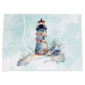 Vuurtoren Kerstmis Kust Vakantie Groot Cadeauzakje (Voorkant)