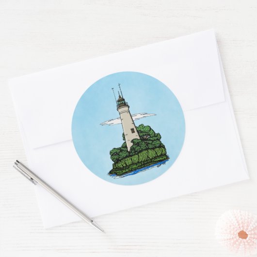 Vuurtoren Klassieke Sticker (Envelop)