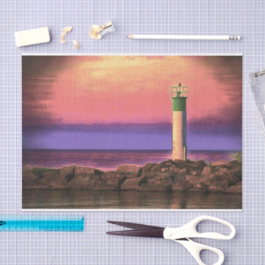 vuurtoren kleurrijk Paars roze zonnebank Tissuepapier (Craft)