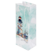 Vuurtoren Kust Vakantie Kerstmis Wijn Cadeautas (Achterkant Gekanteld)