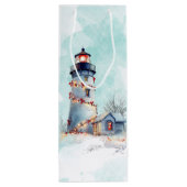 Vuurtoren Kust Vakantie Kerstmis Wijn Cadeautas (Achterkant)