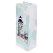 Vuurtoren Kust Vakantie Kerstmis Wijn Cadeautas (Voorkant Gekanteld)