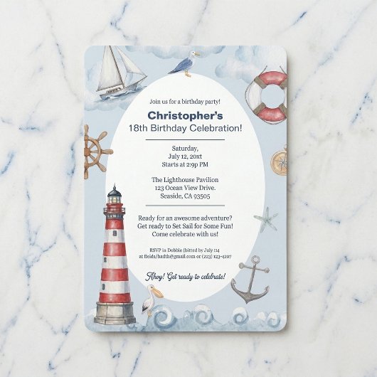 Vuurtoren Kust Verjaardagsfeest Kaart