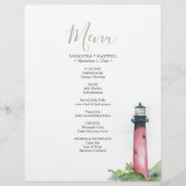 Vuurtoren Kust Waterverf Bruiloft Menu (Voorkant)