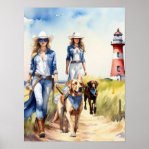 Vuurtoren Kustcowgirl - Twee hondenwandelaars
