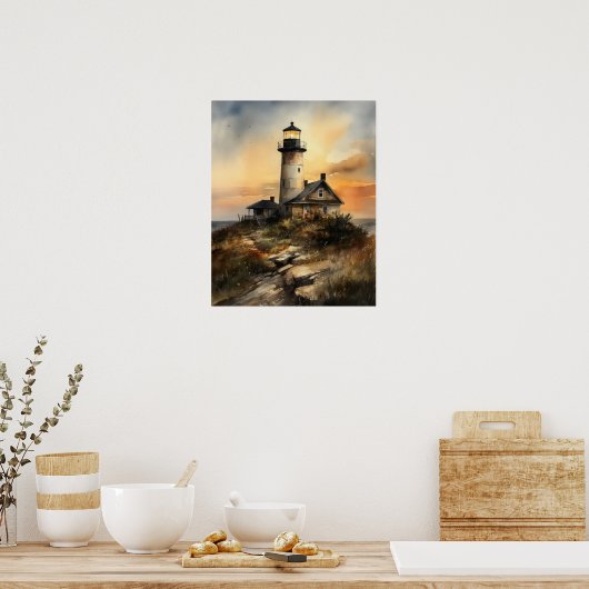 Vuurtoren Kustkunst Print Poster (Keuken)