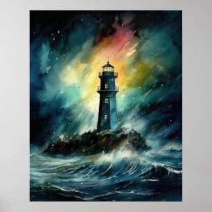 Vuurtoren Kustkunst Print Poster