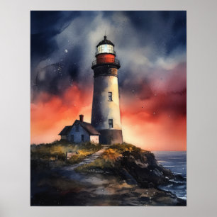 Vuurtoren Kustkunst Print Poster