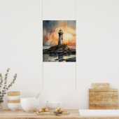 Vuurtoren Kustkunst Print Poster (Keuken)