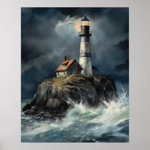 Vuurtoren Kustkunst Print Poster