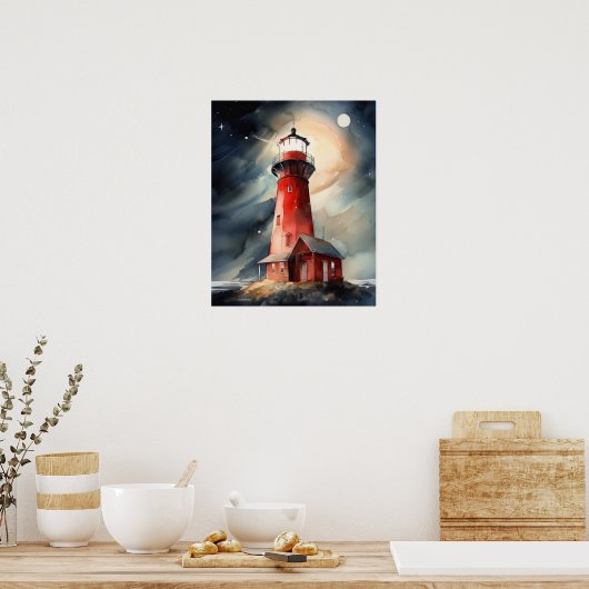 Vuurtoren Kustkunst Print Poster (Keuken)