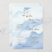 Vuurtoren Kustthema Bruiloft Uitnodiging (Voorkant / Achterkant)